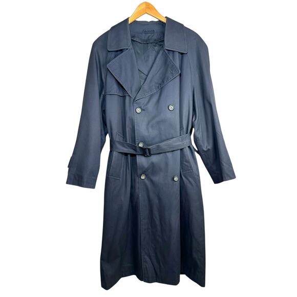 Jean Pierre Mens 100% Cotton Trench Coat with Removable Liner Blue Made in Korea - Picture 1 of 15